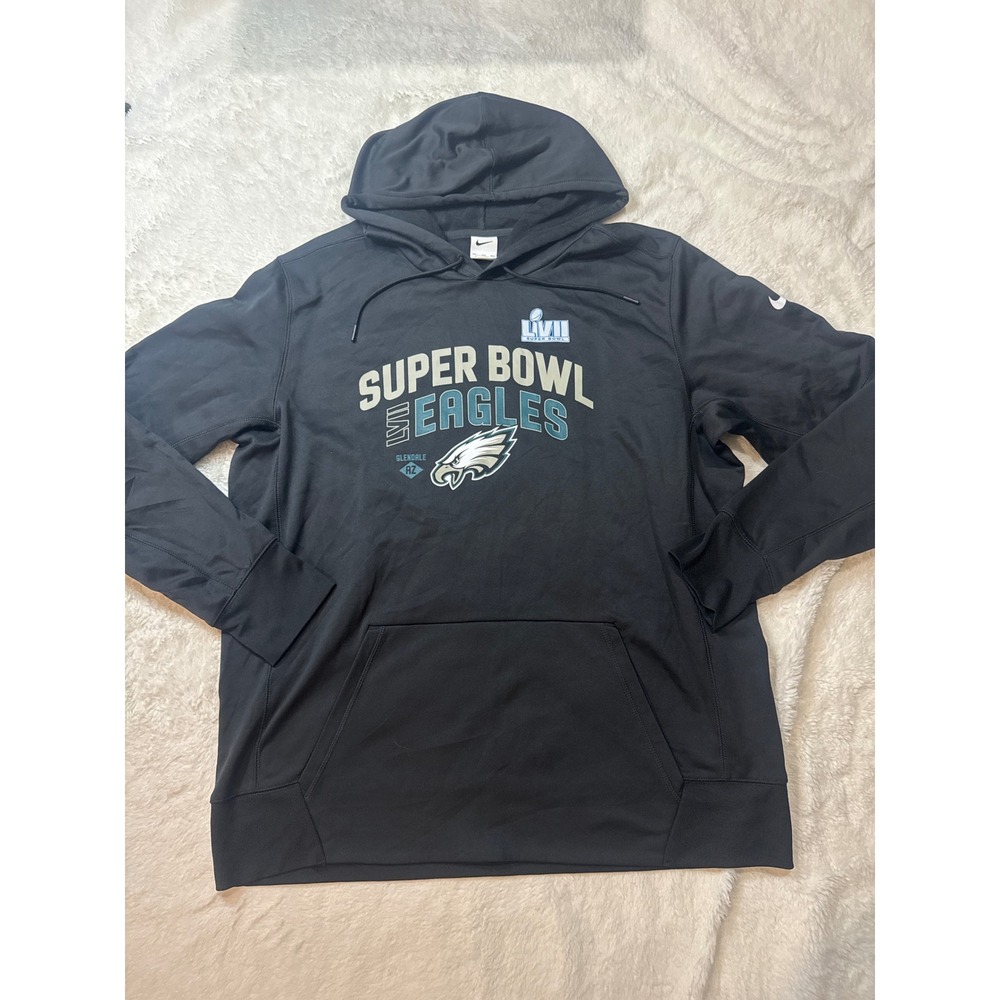 Nike Hoodie Mens XXL Black Excellent Super Bowl LVII Philadelphia Eagles Sweat
